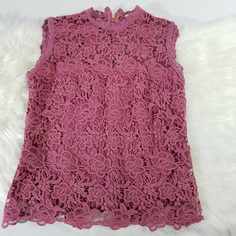 Nanette Lepore Sleeveless Lace Top Mauve